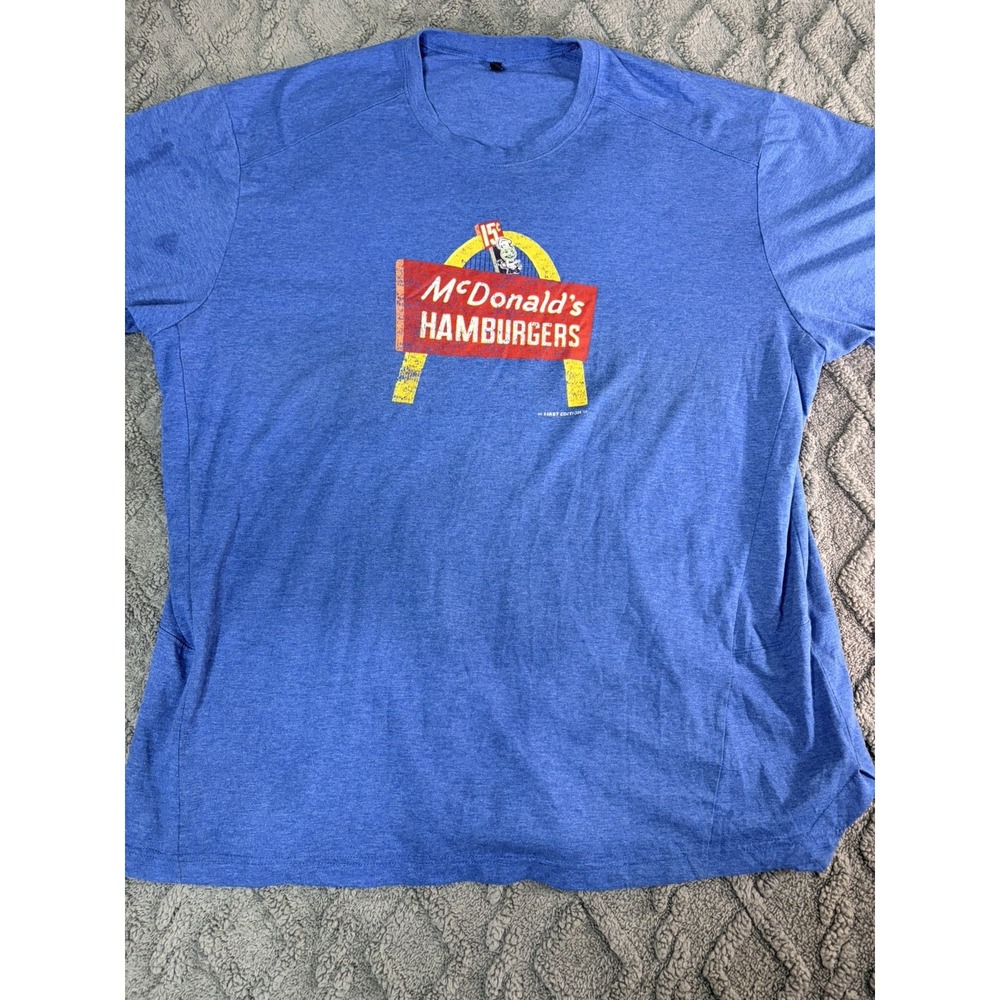 McDonald's Hamburgers 15c Vintage Style First Edition Blue Top T-Shirt 2XL